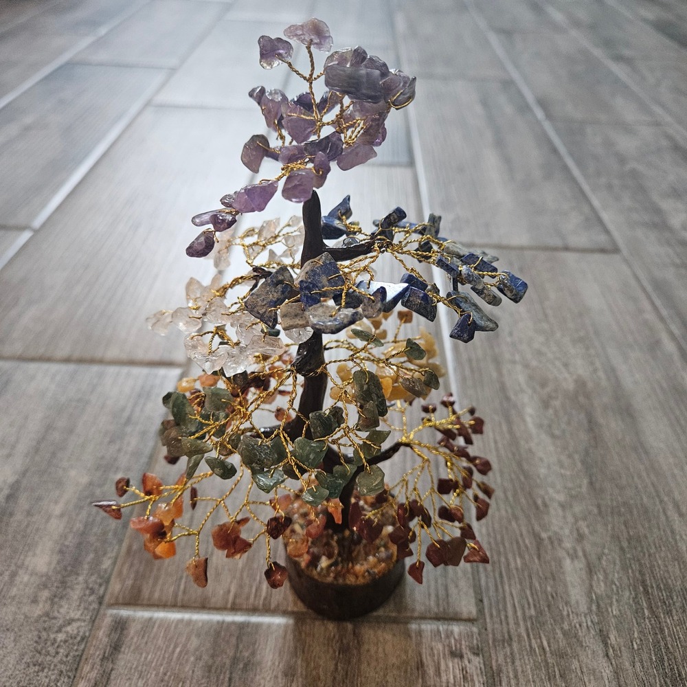 7 Chakra Crystal Gemstone Tree‎ Multicolor Wire Bonsai Decor Reiki Healing
